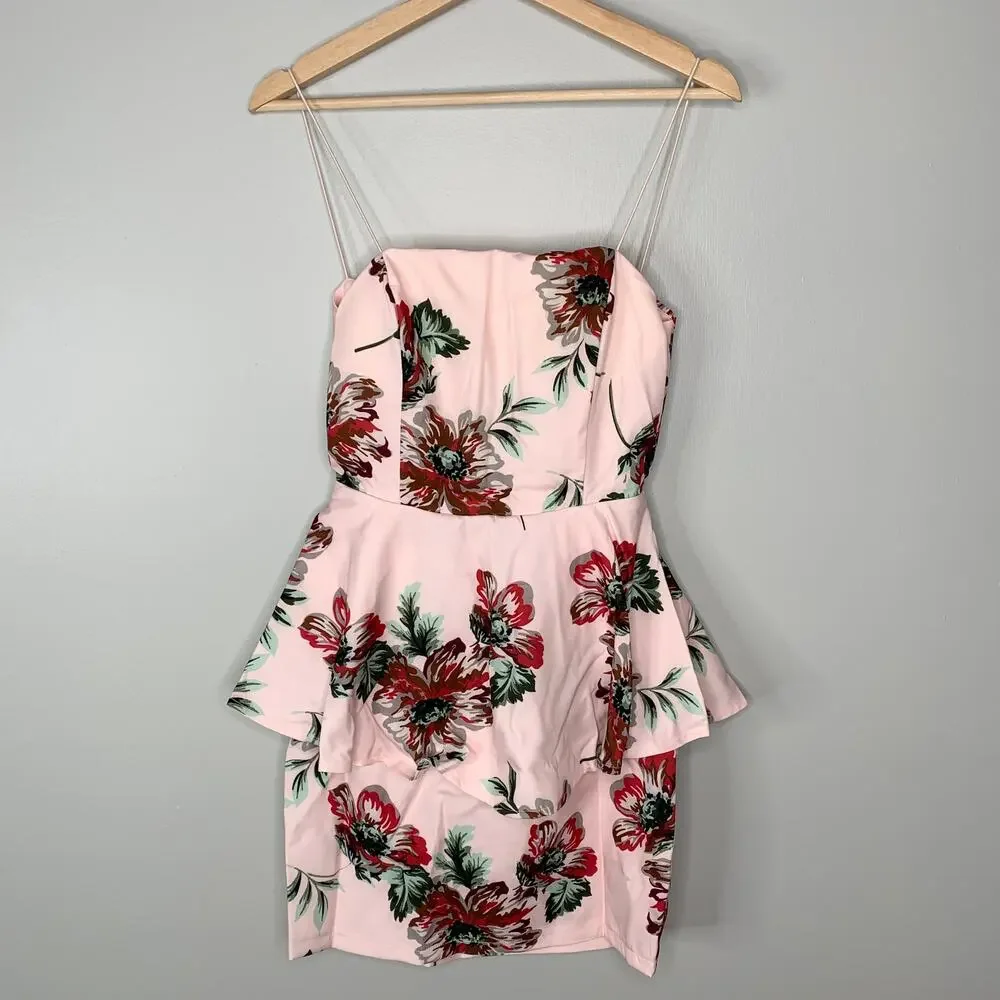 Blithe NWT Pink Floral Mini Dress Open Back - Picture 3 of 8